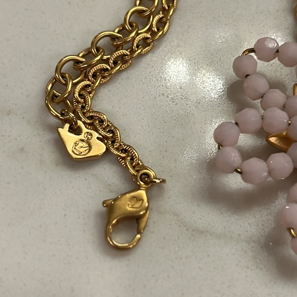 Sparkly Swarovski pink glass bead Crystal & green crystal flower necklace w/ tag - Picture 16 of 16